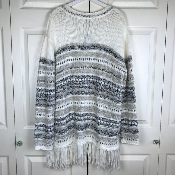 Lemon Tart Fringe Open Front Cardigan Draped Large - Picture 2 of 12